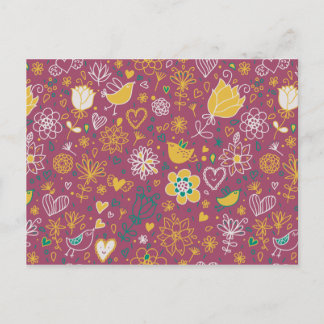 Cute Bird Pattern Two Postcard
