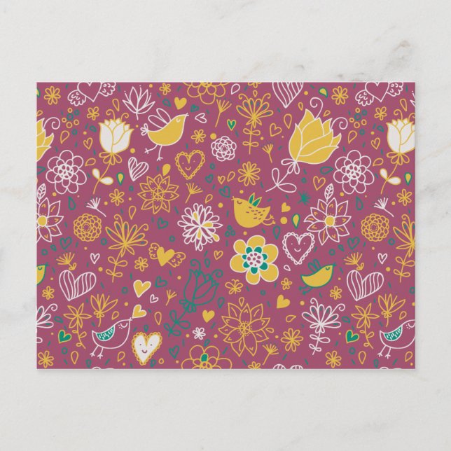 Cute Bird Pattern Two Postcard (Front)