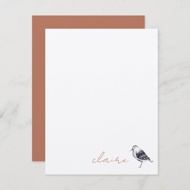 Cute Bird Personalized Note Card (Front/Back)