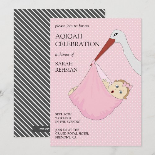 Cute Bird Pink Baby Girl Aqiqah