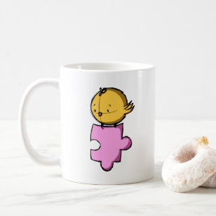 Cute Bird Pink Puzzle Piece Coffee Mug