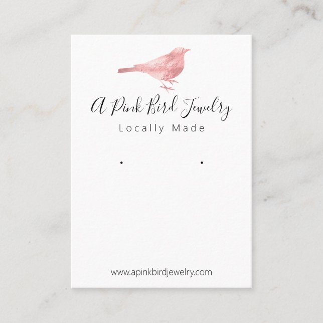 Cute Bird Pink White Earring Jewelry Display Business Card (Front)