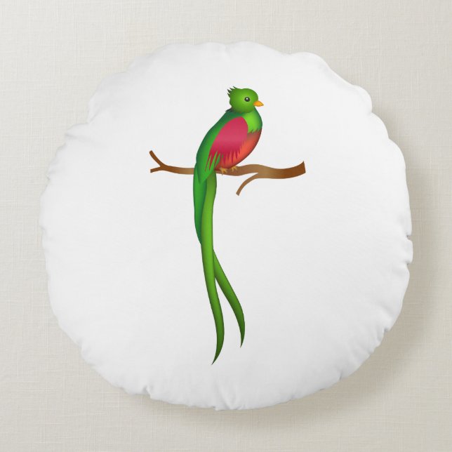 Cute bird Quetzal Round Pillow (Front)