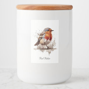 Cute bird red robin in watercolor,  customizable  food label