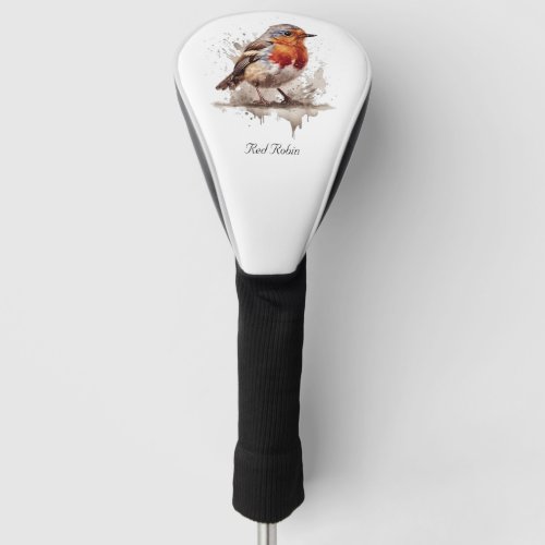 Cute bird red robin in watercolor customizable golf head cover