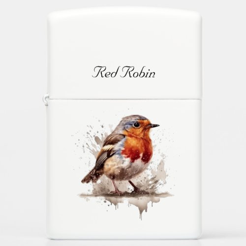 Cute bird red robin in watercolor customizable zippo lighter