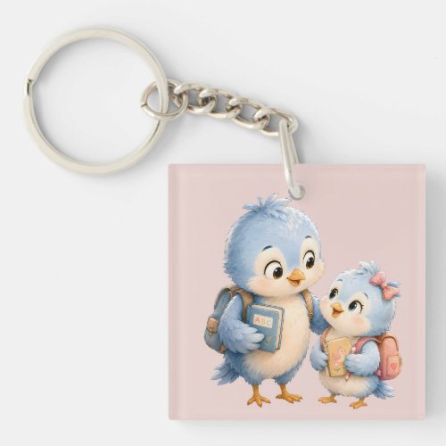 Cute Bird Siblings Acrylic Keychain