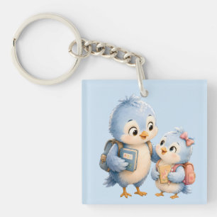 Cute Bird Siblings Acrylic Keychain