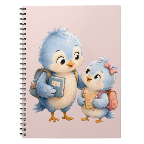 Cute Bird Siblings Photo Spiral Notebook