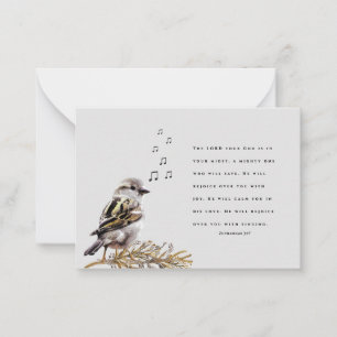 Cute Bird Singing Bible Verse Encouraging Note Card