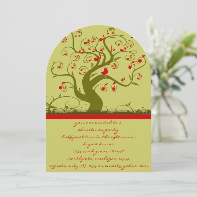 Cute Bird Swirl Christmas Party Invitations (Standing Front)