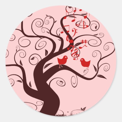 Cute Bird Swirl Tree Stickers