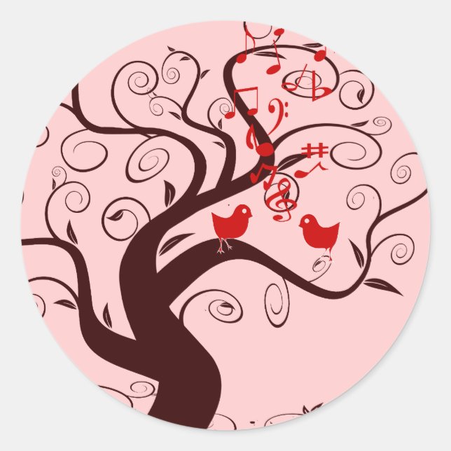 Cute Bird Swirl Tree Stickers (Front)