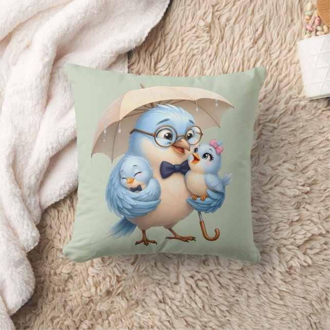 Cute Bird Throw Pillow For Dad (Blanket)