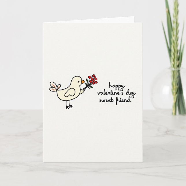 Cute Bird Valentines Day Friend Card (Front)