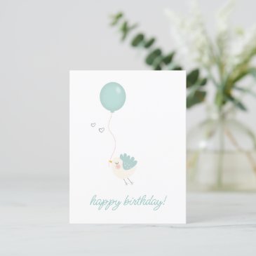 Cute Bird with a Blue Balloon Kids Birthday