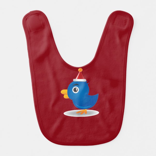 Cute Bird With Christmas Hat Bib (Front)
