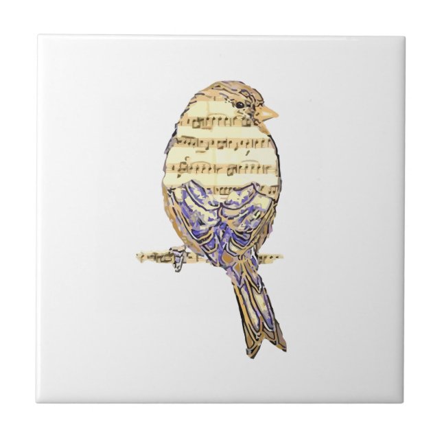 Cute Bird with Music Notes Customize  Ceramic Tile (Front)