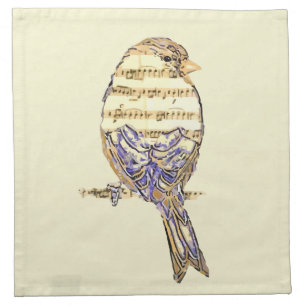 Cute Bird with Music Notes Customize Cloth Napkin