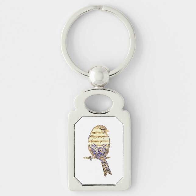 Cute Bird with Music Notes Customize  Keychain (Front)