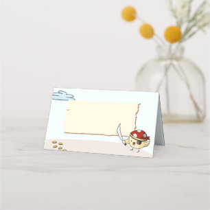 Cute Bird with Sword Birthday Pirate Theme Place Card