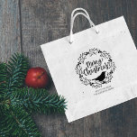 Cute Bird Wreath Merry Christmas, Family Large Rubber Stamp<br><div class="desc">This "Merry Christmas" rubber stamp features a wreath with a bird,  a message and a custom family name.</div>