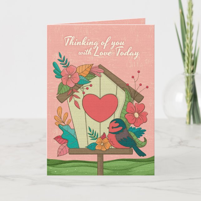 Cute Birdhouse Flowers Mother's Day Card For Aunt (Front)