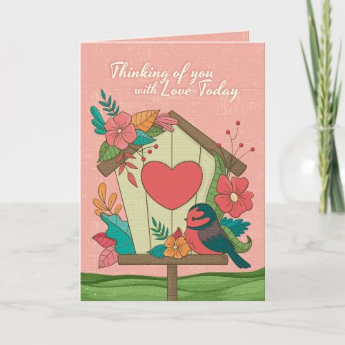 Cute Birdhouse Flowers Mothers Day Card For Aunt