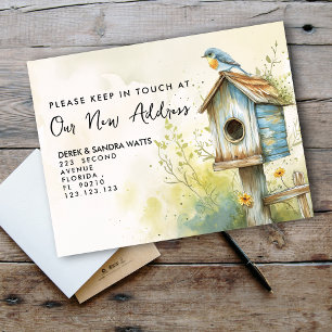Cute Birdhouse New Address Announcement Postcard