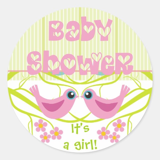 Cute Birdies Baby Shower Envelope Seals Stickers (Front)