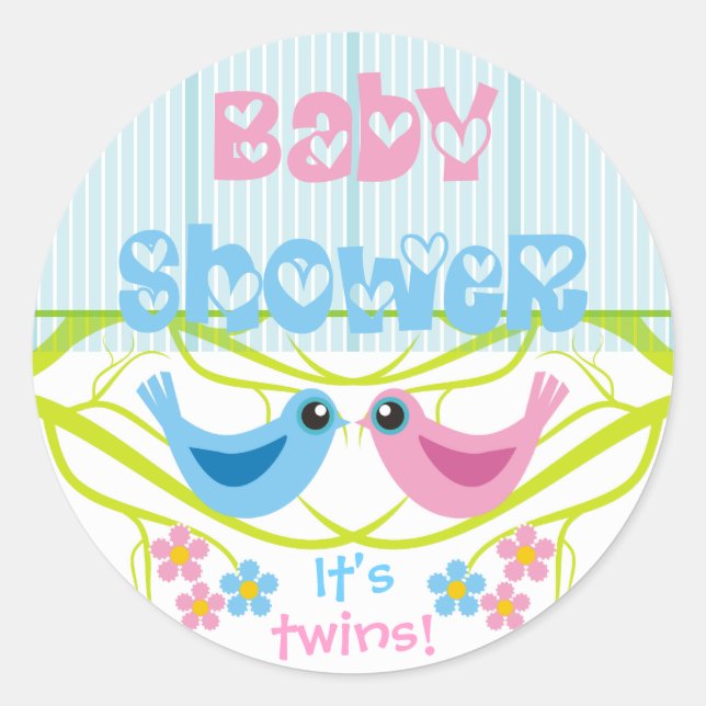 Cute Birdies Baby Shower Envelope Seals Stickers (Front)