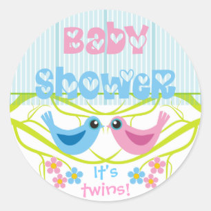 Cute Birdies Baby Shower Envelope Seals Stickers