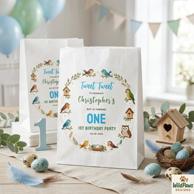 Cute Birds 1st Birthday Party – Fun Kids  Favor Bag (Cute Birds 1st Birthday Party – Fun Kids Favor Bag
)
