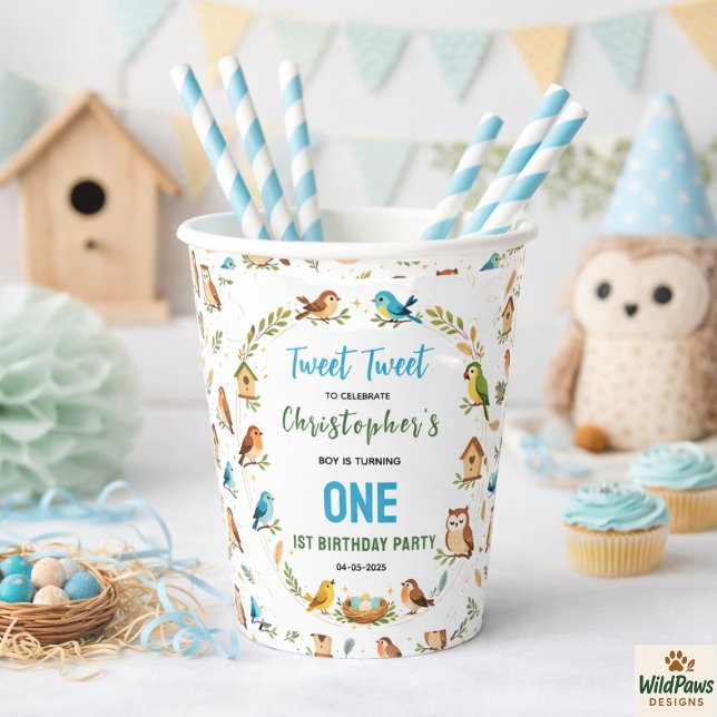 Cute Birds 1st Birthday Party – Fun Kids  Paper Cups (Cute Birds 1st Birthday Party – Fun Kids Paper Cups
)