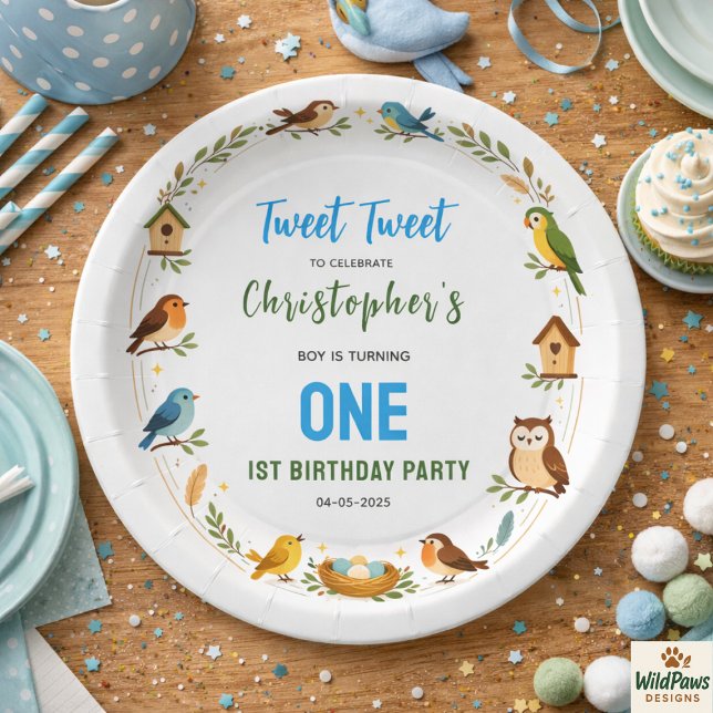 Cute Birds 1st Birthday Party – Fun Kids  Paper Plates (Cute Birds 1st Birthday Party – Fun Kids Paper Plates
)