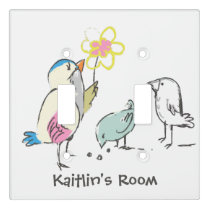 Cute Birds and Flower Girls Light Switch Cover