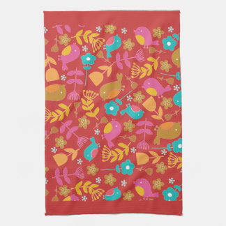 Cute Birds and Flowers Dish Towel