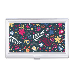 cute birds and flowers pattern business card holder