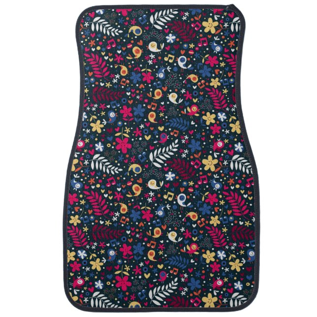 cute birds and flowers pattern car floor mat (Front)