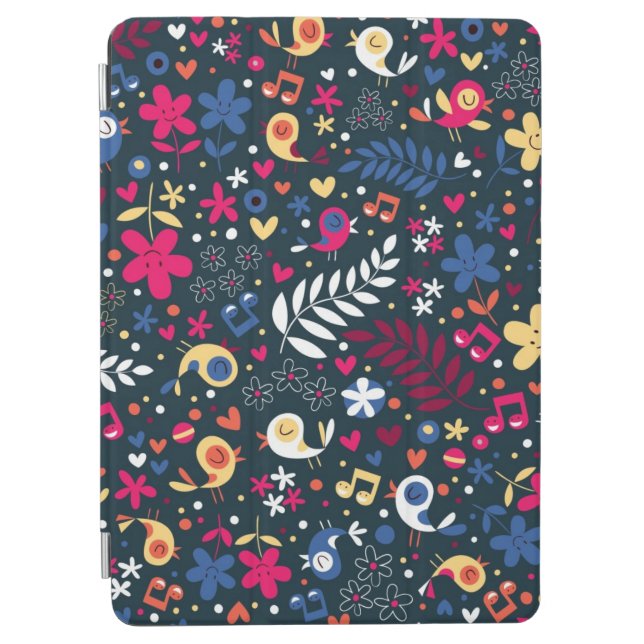 cute birds and flowers pattern iPad air cover (Front)