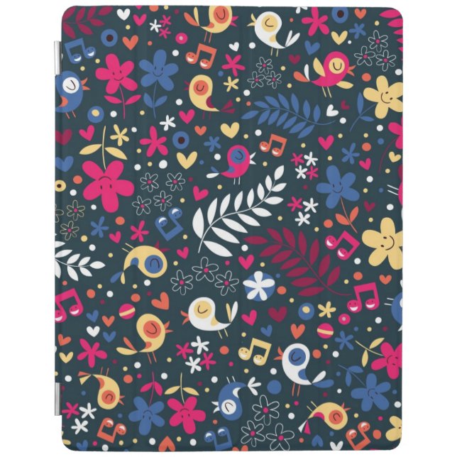 cute birds and flowers pattern iPad smart cover (Front)