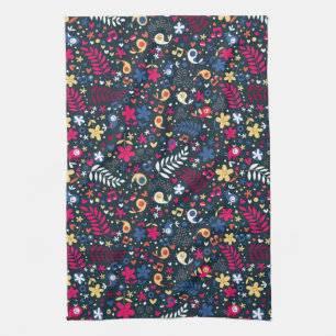 cute birds and flowers pattern kitchen towel