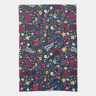 cute birds and flowers pattern kitchen towel