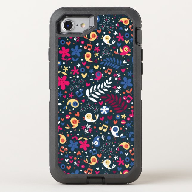 cute birds and flowers pattern otterbox iPhone case (Back)