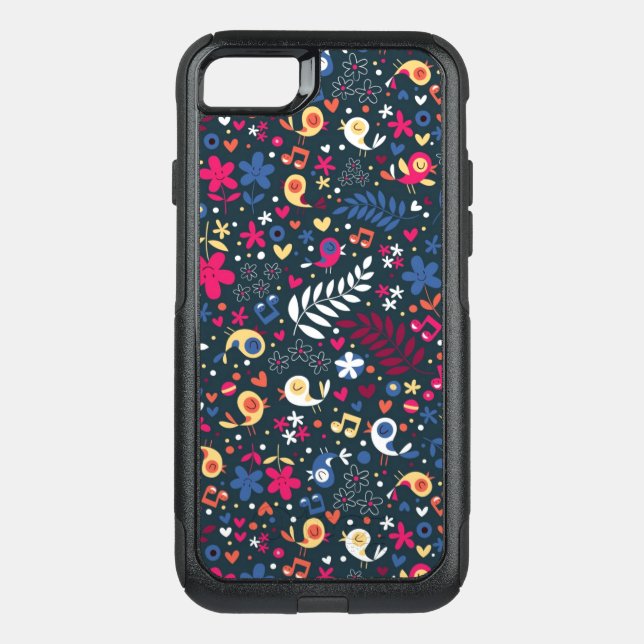 cute birds and flowers pattern otterbox iPhone case (Back)