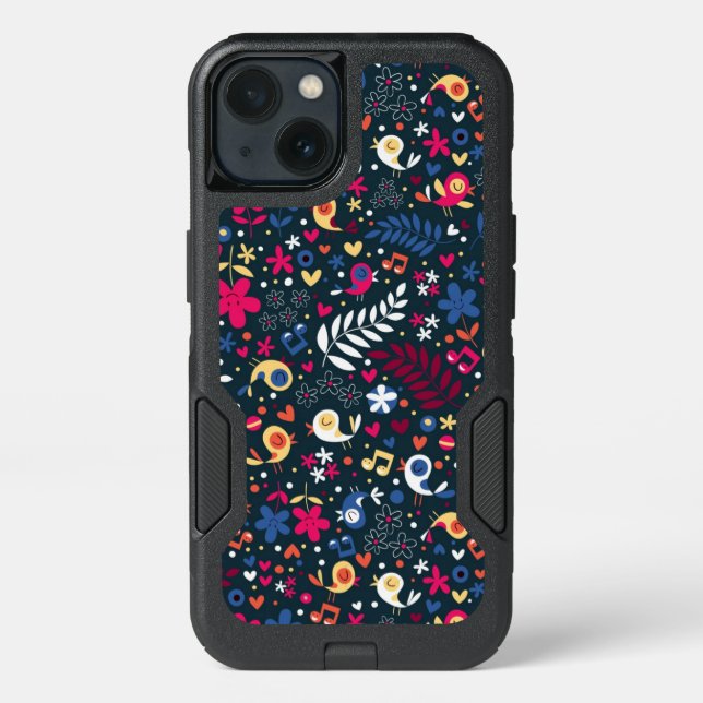 cute birds and flowers pattern otterbox iPhone case (Back)
