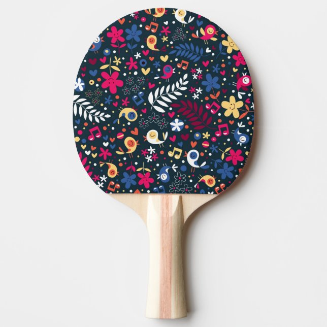 cute birds and flowers pattern Ping-Pong paddle (Front)