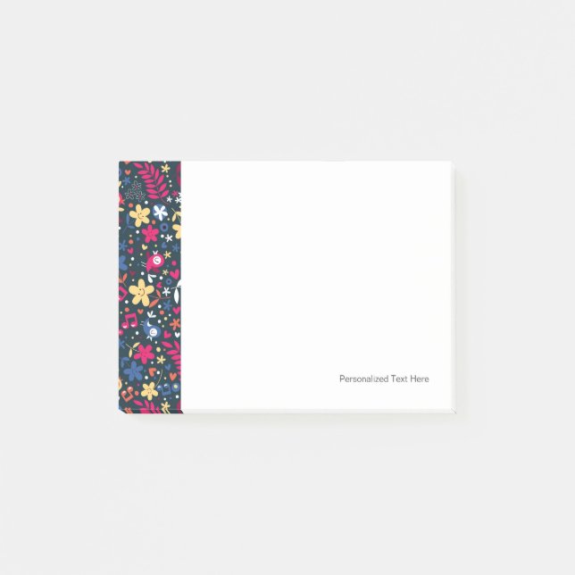 cute birds and flowers pattern post-it notes (Front)