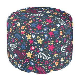 cute birds and flowers pattern pouf