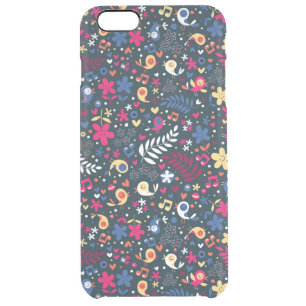 cute birds and flowers pattern clear iPhone 6 plus case